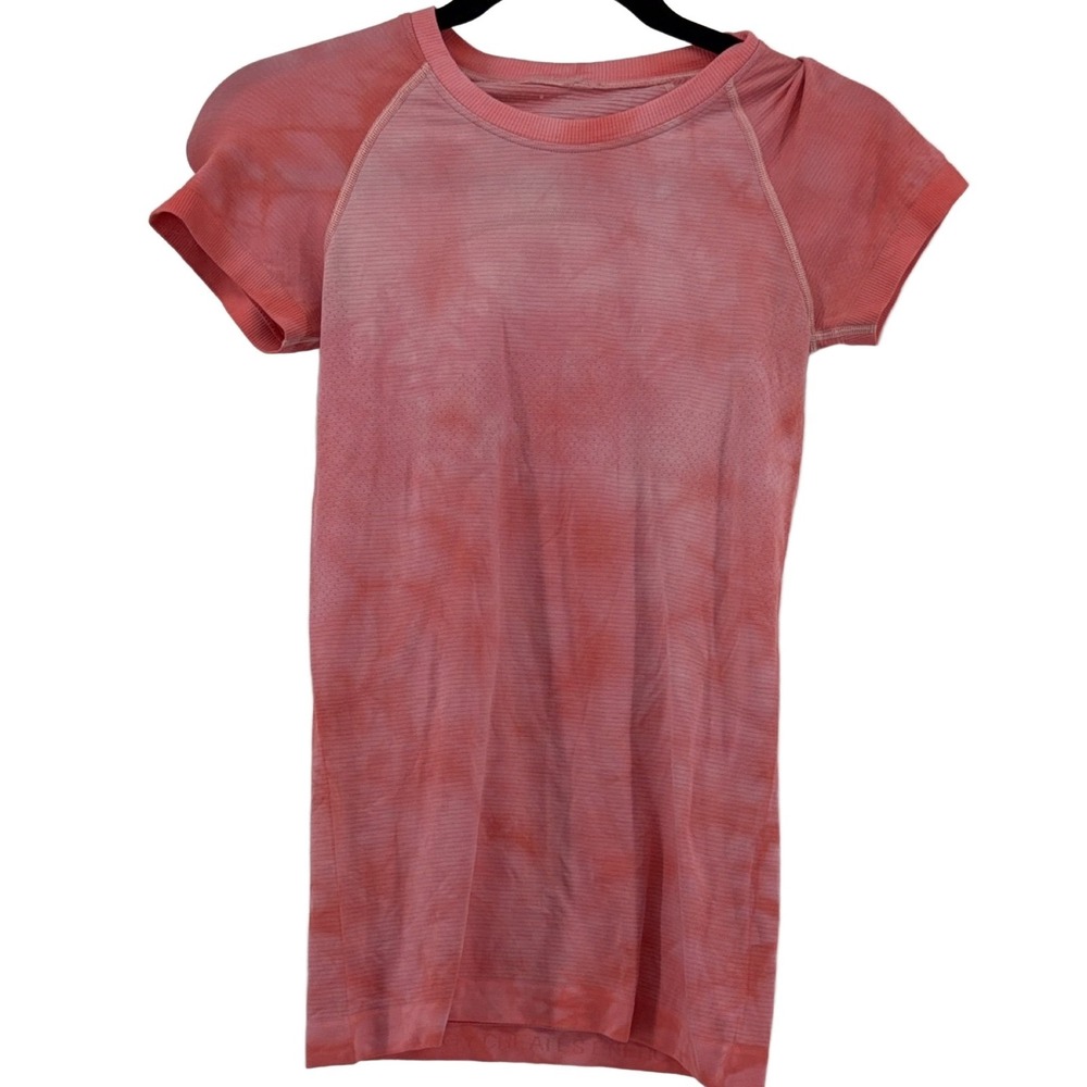 Lululemon Swiftly Tech Pink Striped Women's Size 4 Activewear Top